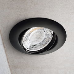LED Einbaustrahler flach rund schwenkbar schwarz geringe Einbautiefe 38mm 230V
