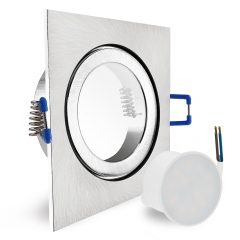 LED Einbaustrahler Feuchtraum IP44 quadratisch Edelstahl gebrstet geringe Einbautiefe 25mm 230V