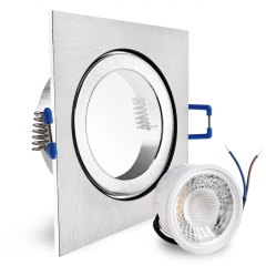 LED Einbaustrahler Feuchtraum IP44 quadratisch Edelstahl gebrstet geringe Einbautiefe 25mm 230V