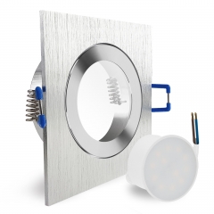 LED Einbaustrahler Feuchtraum IP44 quadratisch Aluminium geschliffen geringe Einbautiefe 25mm 230V