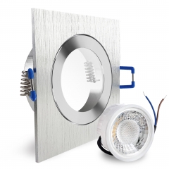 LED Einbaustrahler Feuchtraum IP44 quadratisch Aluminium geschliffen geringe Einbautiefe 25mm 230V