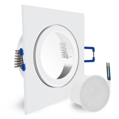 LED Einbaustrahler Feuchtraum IP44 quadratisch wei geringe Einbautiefe 25mm 230V