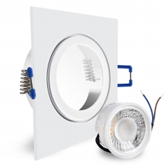 LED Einbaustrahler Feuchtraum IP44 quadratisch wei geringe Einbautiefe 25mm 230V