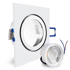 LED Einbaustrahler Feuchtraum IP44 quadratisch Chrom glnzend geringe Einbautiefe 25mm 230V