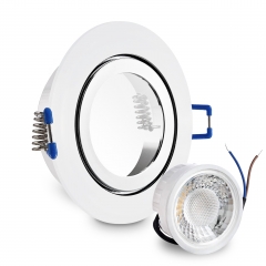LED Einbaustrahler Feuchtraum IP44 rund Chrom glnzend geringe Einbautiefe 25mm 230V