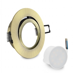 LED Einbaustrahler flach rund schwenkbar Altmessing geringe Einbautiefe 25mm 230V