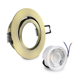LED Einbaustrahler flach rund schwenkbar Altmessing geringe Einbautiefe 25mm 230V
