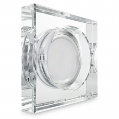 LED Glas Aufbau Einbaustrahler quadratisch klar geringe Einbautiefe 22mm 230V