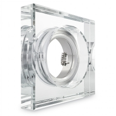 LED Glas Aufbau Einbaustrahler quadratisch klar geringe Einbautiefe 22mm 230V