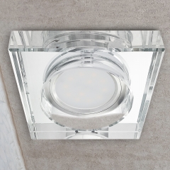 LED Glas Aufbau Einbaustrahler quadratisch klar geringe Einbautiefe 22mm 230V