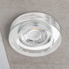 LED Glas Aufbau Einbaustrahler rund klar geringe Einbautiefe 22mm 230V