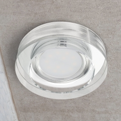 LED Glas Aufbau Einbaustrahler rund klar geringe Einbautiefe 22mm 230V