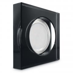 LED Glas Aufbau Einbaustrahler quadratisch schwarz geringe Einbautiefe 22mm 230V