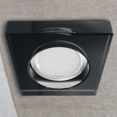 LED Glas Aufbau Einbaustrahler quadratisch schwarz geringe Einbautiefe 22mm 230V