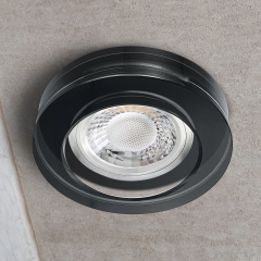 LED Glas Aufbau Einbaustrahler rund schwarz geringe Einbautiefe 22mm 230V