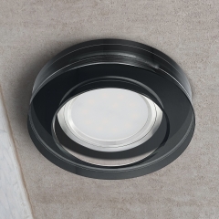 LED Glas Aufbau Einbaustrahler rund schwarz geringe Einbautiefe 22mm 230V