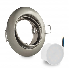 LED Einbaustrahler flach rund schwenkbar Edelstahl geb�rstet geringe Einbautiefe 24mm 230V