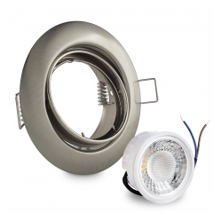 LED Einbaustrahler flach rund schwenkbar Edelstahl geb�rstet geringe Einbautiefe 24mm 230V
