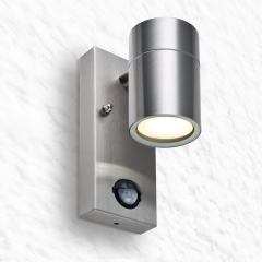 LED Wandleuchte ROM, m. Bewegungsmelder und Dmmerungssensor, Auenleuchte, 1-Flammig, Edelstahl, GU10-230V, (Form:F2)